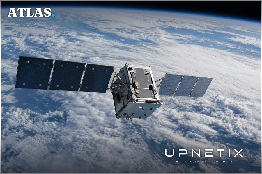Satélite da constelação C-3 da Globalstar em órbita baixa sobre a Terra.