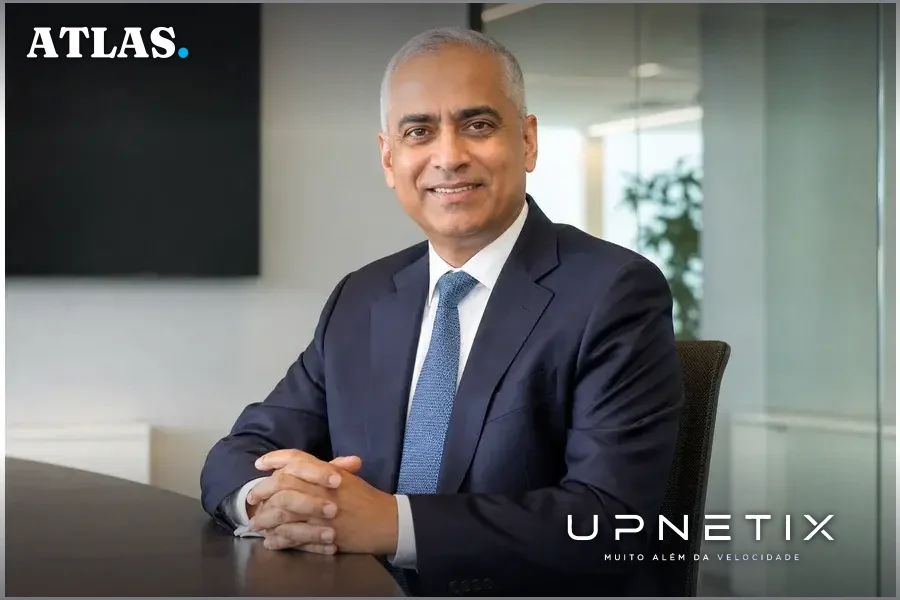 Retrato fotorealista de Ganesh Lakshminarayanan em escritório corporativo